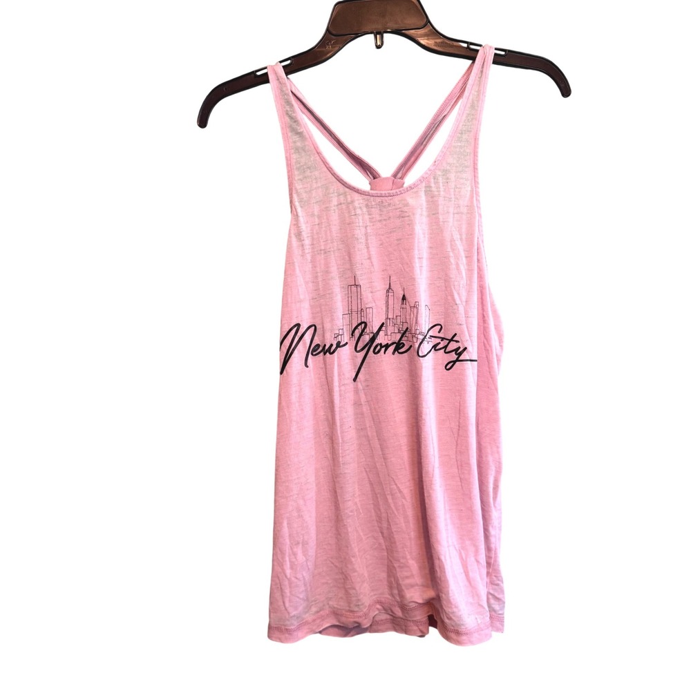 US Apparel Pink New York City‎ Skyline Graphic Burnout Racerback Tank Top Medium